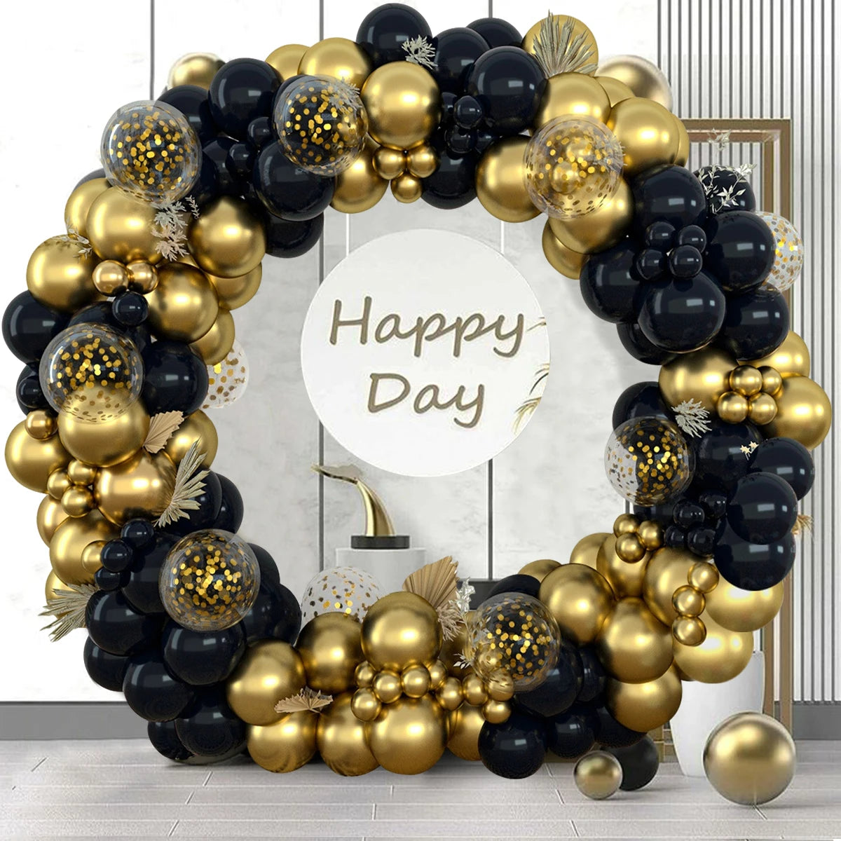 Black Gold Silver Balloon Arch Kit for Events & Celebrations