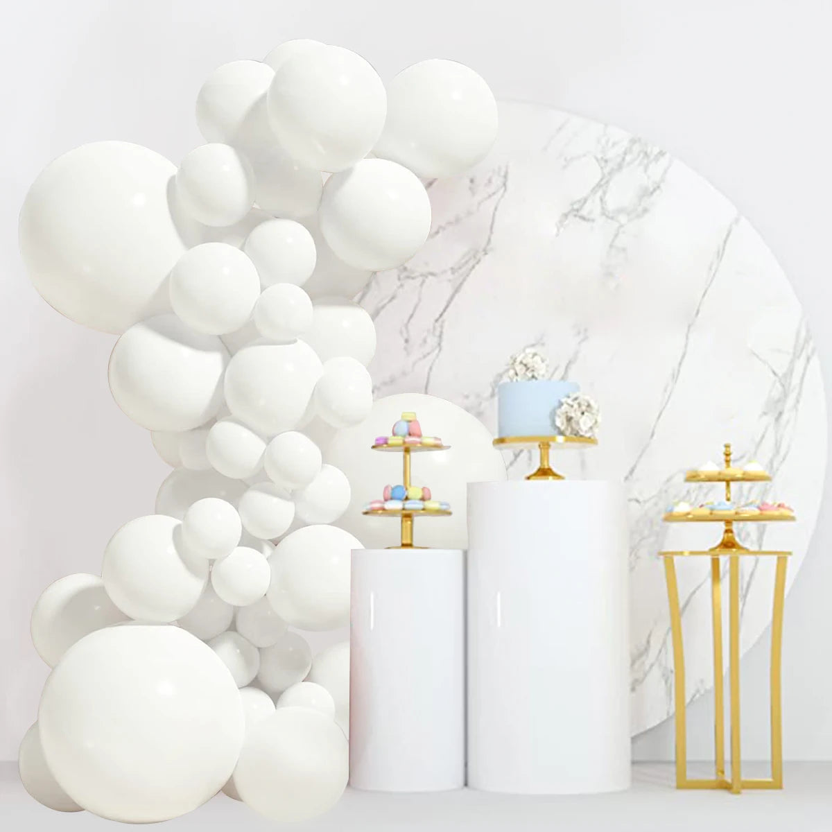 "White Gold Balloon Garland Kit for Parties" style 1