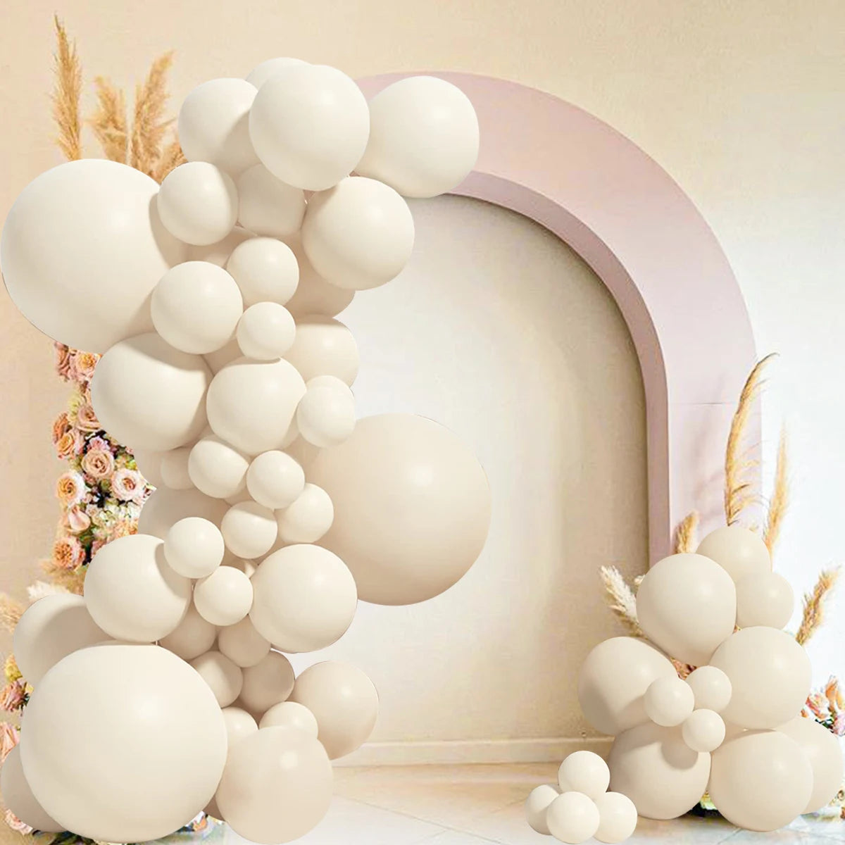 "White Gold Balloon Garland Kit for Parties" style 2