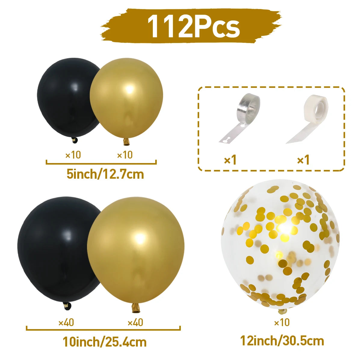 Black Gold Silver Balloon Arch Kit for Events & Celebrations