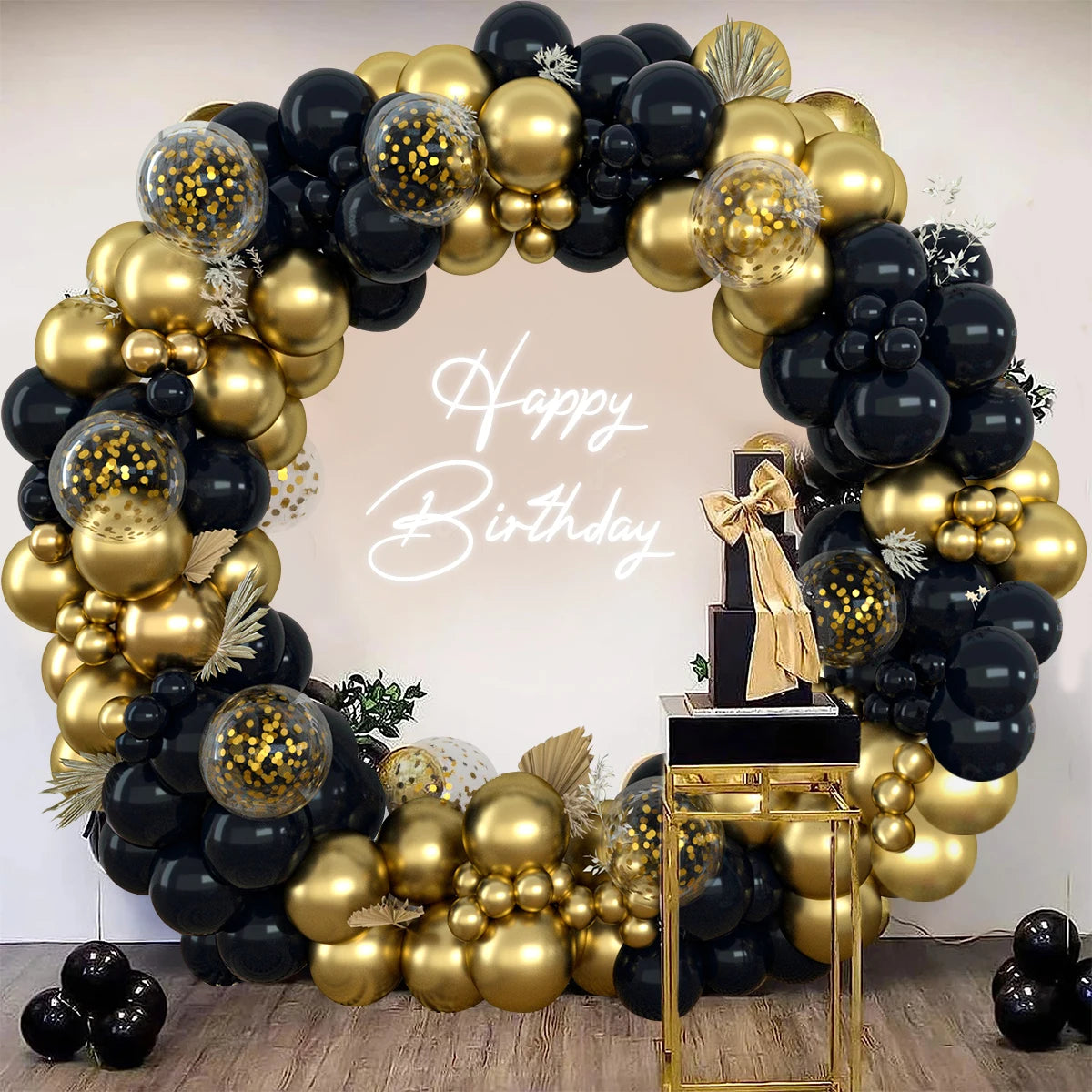 Black Gold Silver Balloon Arch Kit for Events & Celebrations