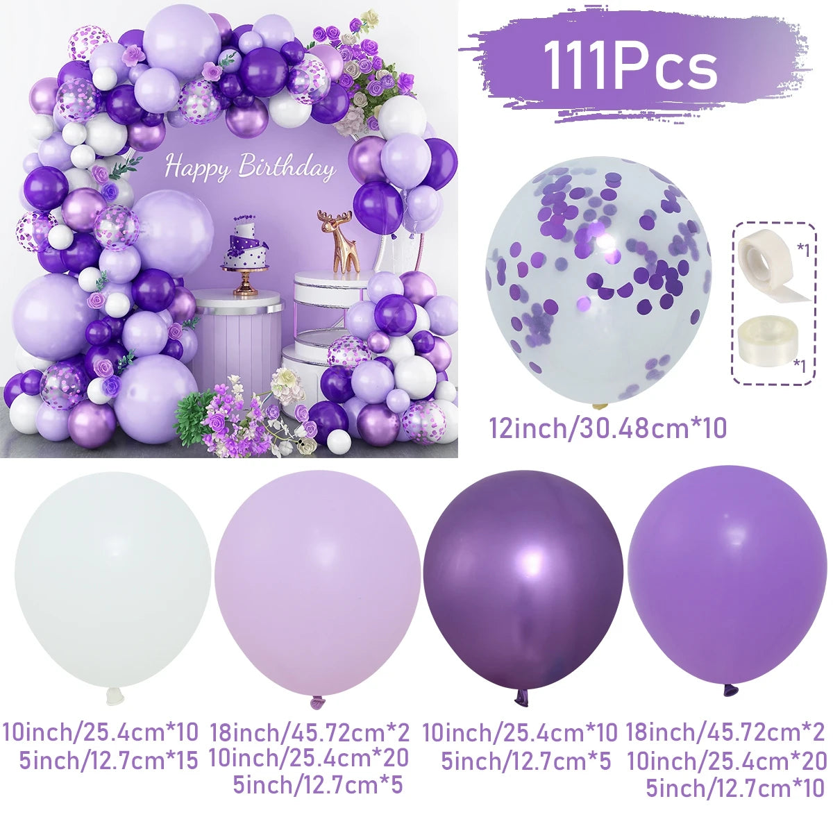 Purple Balloon Garland Kit for Parties & Events"