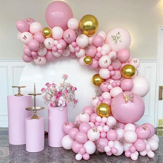 107pcs Pink Butterfly Balloon Garland Kit for Parties" pink